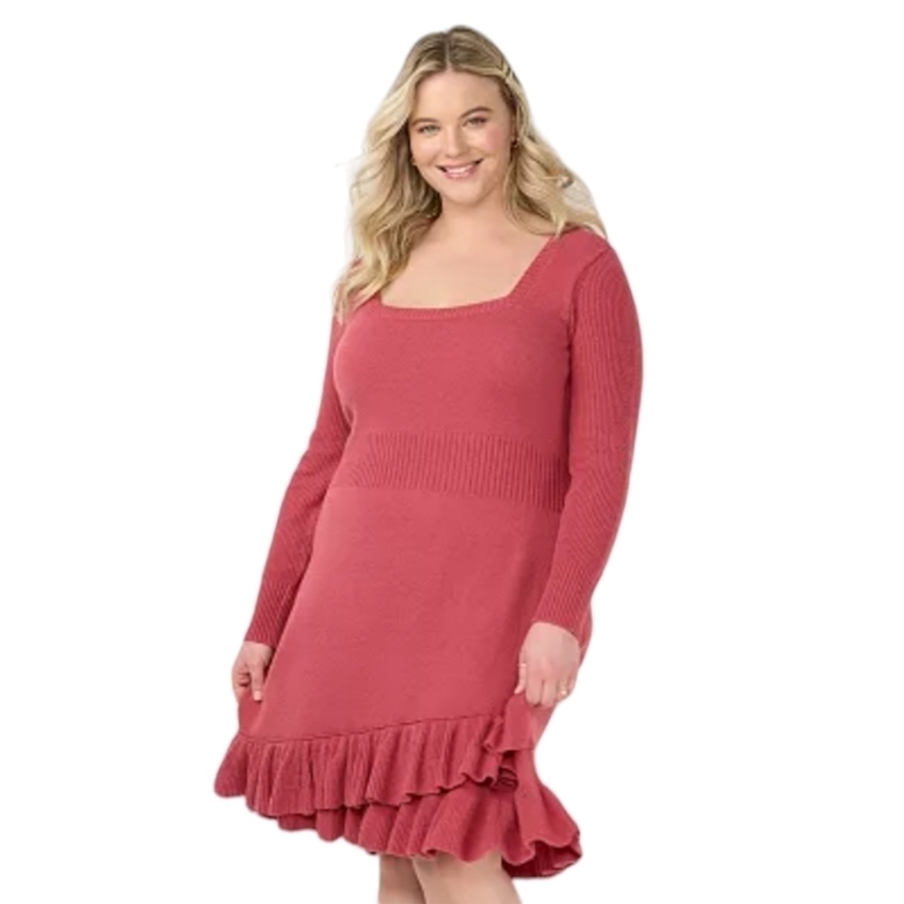 NWT LC Lauren Conrad Ruffle Hem Sweater Dress Size 4X